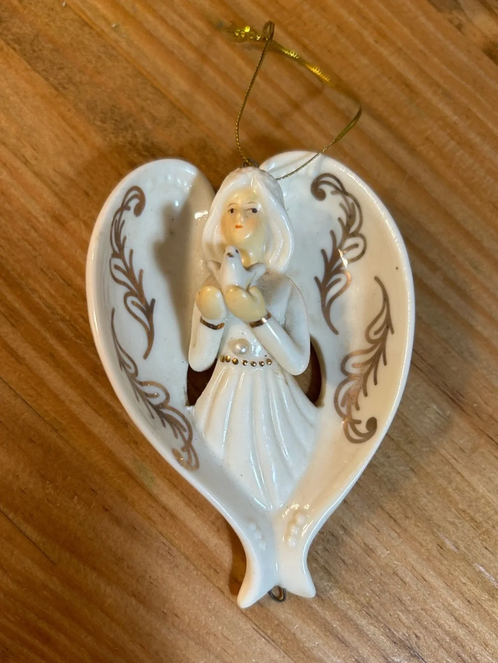 Porcelain White Angel Ornament with Dove